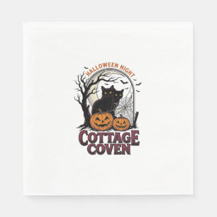 Servilleta De Papel Gatos Negros de Halloween Arte Vintage de Calabaza