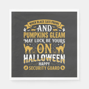 Servilleta De Papel Gatos Negros de Halloween y Calabazas Guardia de S