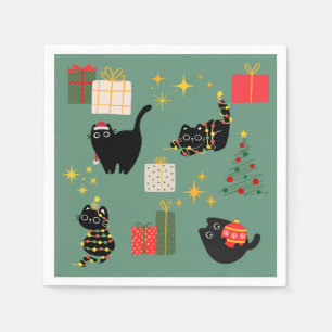 Servilleta De Papel Gatos negros de Navidad