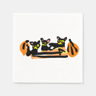 Servilleta De Papel Gatos negros diversión de otoño