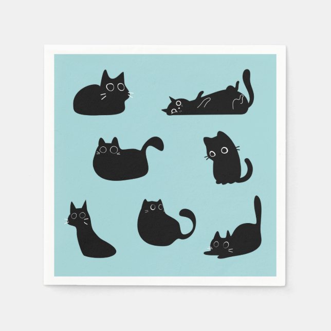 Servilleta De Papel Gatos Negros Divertidos (Anverso)