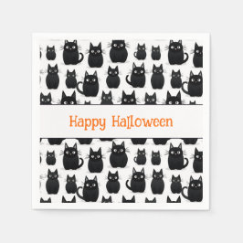 Servilleta De Papel Gatos negros Feliz Halloween