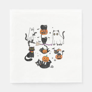 Servilleta De Papel Gatos negros lindos con disfraz de fantasma mujere