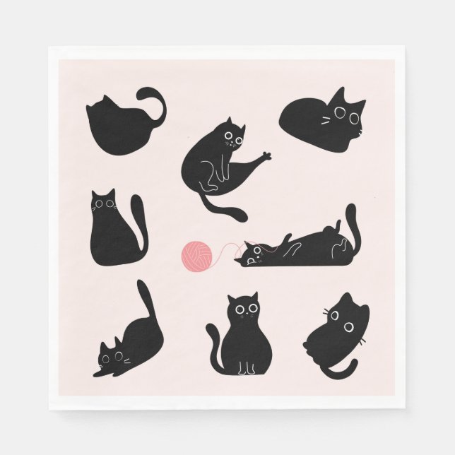 Servilleta De Papel Gatos negros tontos (Anverso)