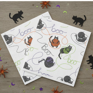 Servilleta De Papel Gatos negros y Yarn Halloween enmarañados a la per