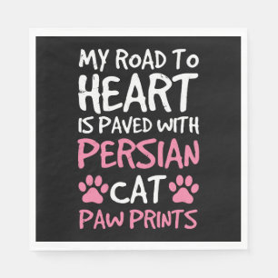 Servilleta De Papel Gatos Persas Huellas De Las Patitas Corazón