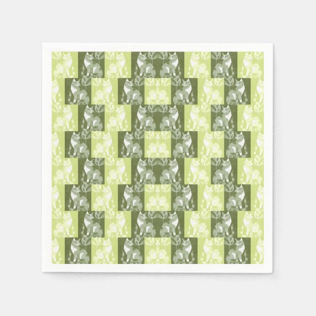 Servilleta De Papel Gatos verde (Anverso)