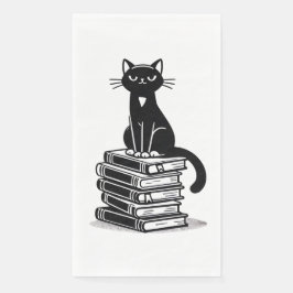 Servilleta De Papel Gatos y libros negros - Diseño Minimalista