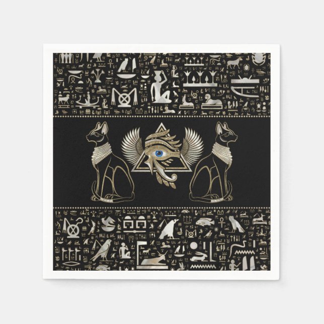 Servilleta De Papel Gatos y ojos egipcios de Horus (Anverso)