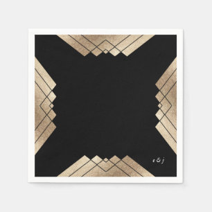 Servilleta De Papel Gatsby de oro negro geométrico Napkins de tabla Bo