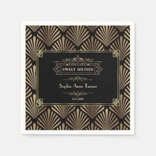 Servilleta De Papel Gatsby negro art decó 1920 dulce dieciséis
