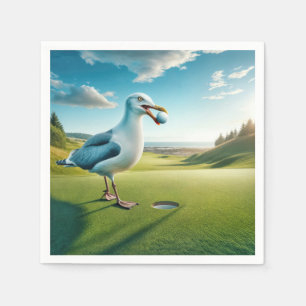 Servilleta De Papel Gaviota Con Una Bola De Golf