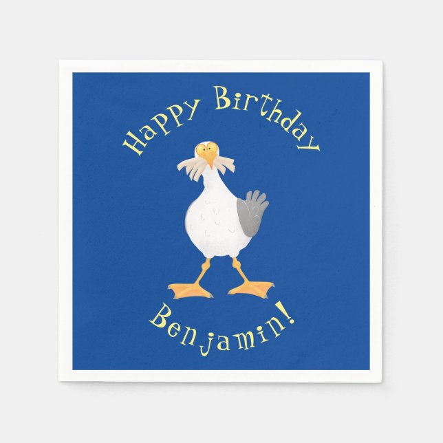 Servilleta De Papel Gaviota divertida con personalizado de patatas fri (Anverso)