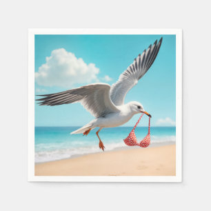 Servilleta De Papel Gaviota volando con una parte superior de bikini