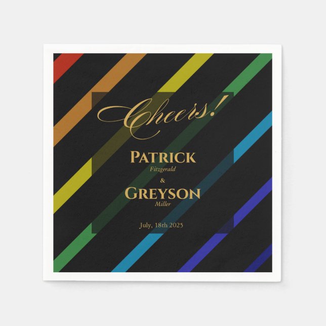 Servilleta De Papel Gay Men Wedding Elegant Rainbow Cocktail (Anverso)