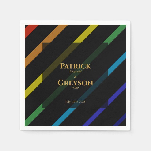 Servilleta De Papel Gay Men Wedding Elegant Rainbow Cocktail (Anverso)