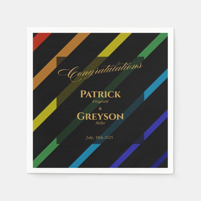 Servilleta De Papel Gay Men Wedding Elegant Rainbow Cocktail (Anverso)