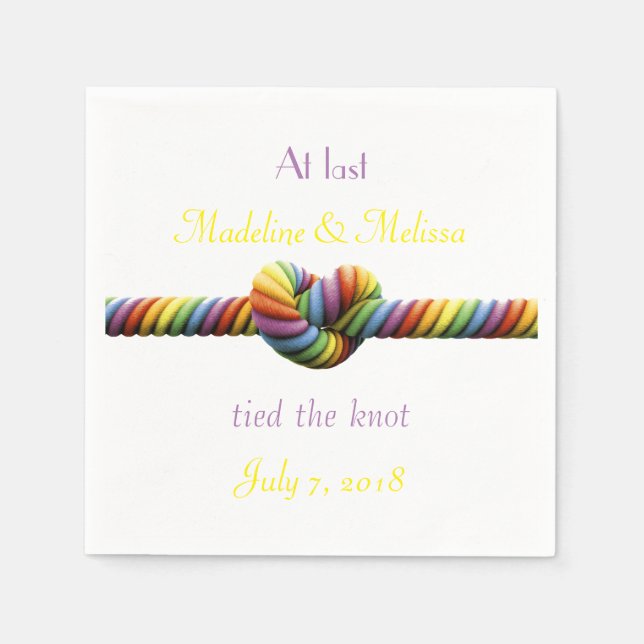 Servilleta De Papel Gay Tied the Knot Boda Napkins (Anverso)