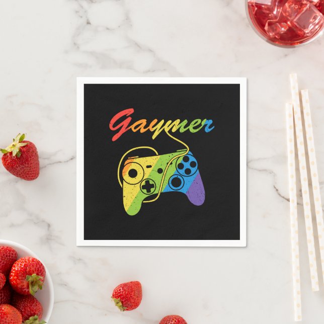 Servilleta De Papel Gaymer | Controlador de videojuegos Rainbow | Jueg (In situ)