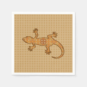 Servilleta De Papel Gecko de batik tribal - óxido, ámbar y bronceado