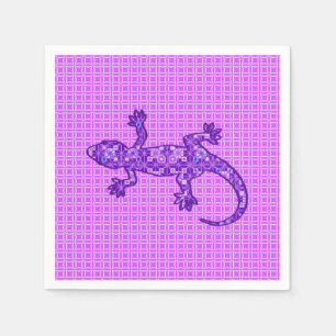 Servilleta De Papel Gecko de batik tribal - violeta y púrpura amatista