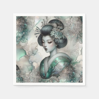 Servilleta De Papel Geisha en Verde Serie de Diseño #2
