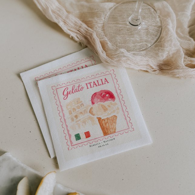 Servilleta De Papel Gelato Italia Stamp | Italian Wedding Bar (Subido por el creador)