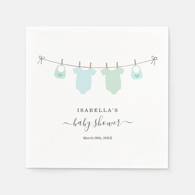 Servilleta De Papel Gemelos Baby Shower personalizados (Anverso)