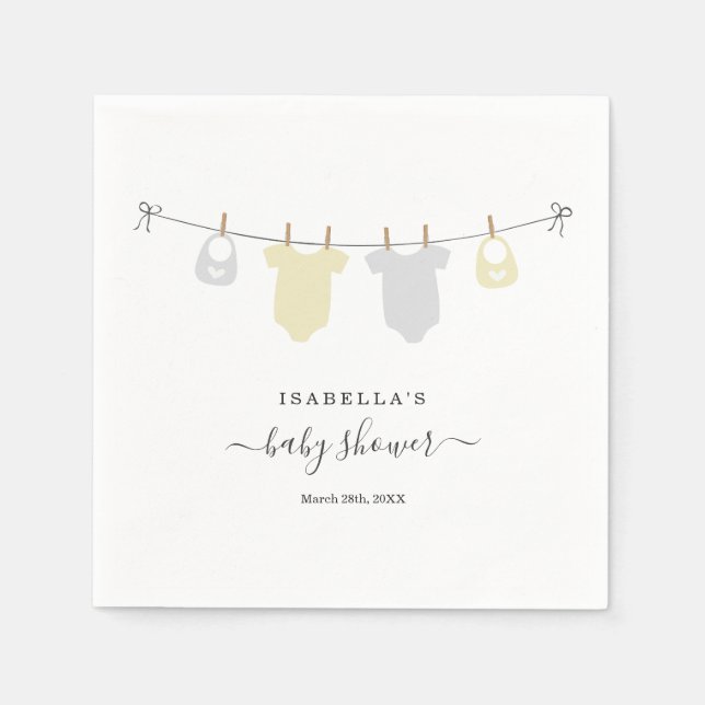 Servilleta De Papel Gemelos Baby Shower personalizados Neutrales por g (Anverso)