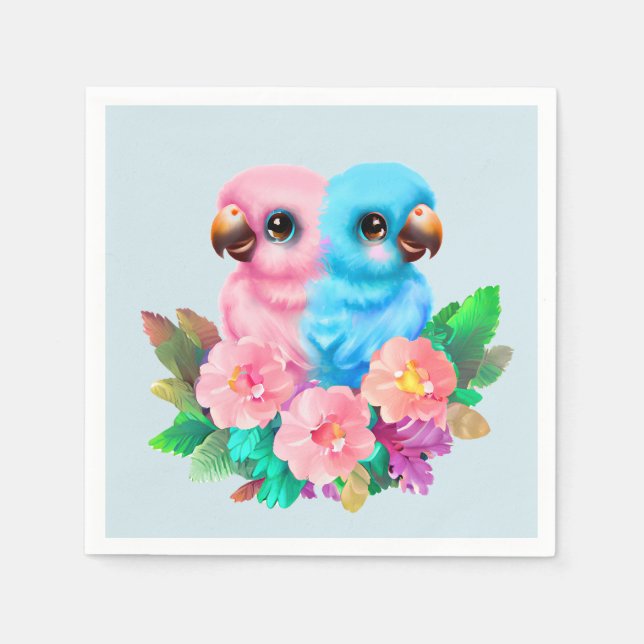 Servilleta De Papel Gemelos de loro para bebés (Anverso)