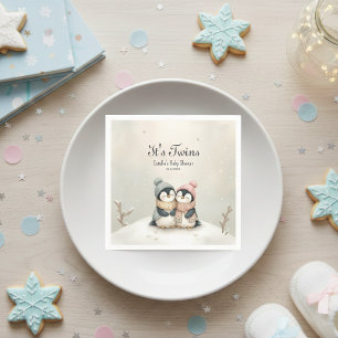 Servilleta De Papel Gemelos de pingüino Tema de invierno para baby sho