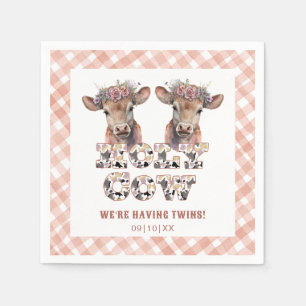Servilleta De Papel Gemelos de vacas sagradas Rústicas en Baby Shower