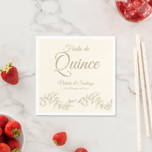 Servilleta De Papel Gemelos españoles Fiesta de Quince Champagne Botán