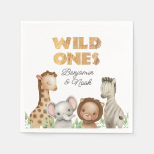 Servilleta De Papel Gemelos Safari Wild Ones primer cumpleaños