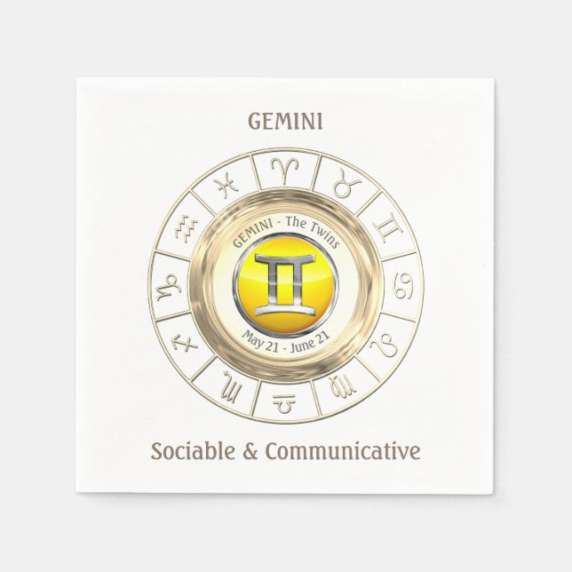 Servilleta De Papel Gemini - El Rótulo Zodiaco de los gemelos (Anverso)
