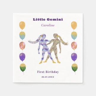Servilleta De Papel Gemini Zodiac 1st Birthday Balloons & Artistic