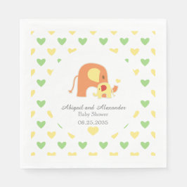 Servilleta De Papel  Gender Neutral Elephant Theme Baby Shower Napkin