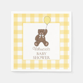 Servilleta De Papel Gender Neutral Yellow Teddy Bear Baby Shower