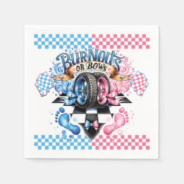 Servilleta De Papel Gender Reveal Pink and Blue Bows and Tires