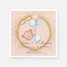 SERVILLETA DE PAPEL GENDER REVEAL TEDDY BEAR