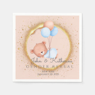 SERVILLETA DE PAPEL GENDER REVEAL TEDDY BEAR