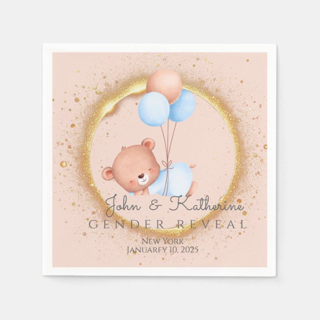 SERVILLETA DE PAPEL GENDER REVEAL TEDDY BEAR (Anverso)