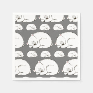 Servilleta De Papel Género gris intenso de oso polar Baby Shower neutr