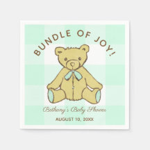 Género Neutral Baby Shower Bear Mint Green