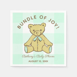 Servilleta De Papel Género Neutral Baby Shower Bear Mint Green