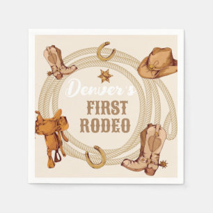 Servilleta De Papel Género Neutral del primer cumpleaños del rodeo de