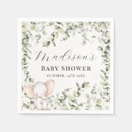 Servilleta De Papel Género Neutral Eucalyptus Elephant Baby Shower
