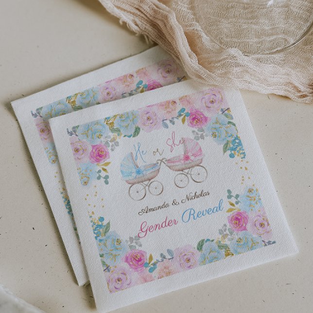 Servilleta De Papel Género rosa y azul revelan decoración (Subido por el creador)