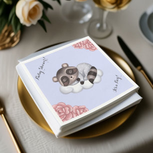 Servilleta De Papel Gentle Raccoon Animal Baby Shower