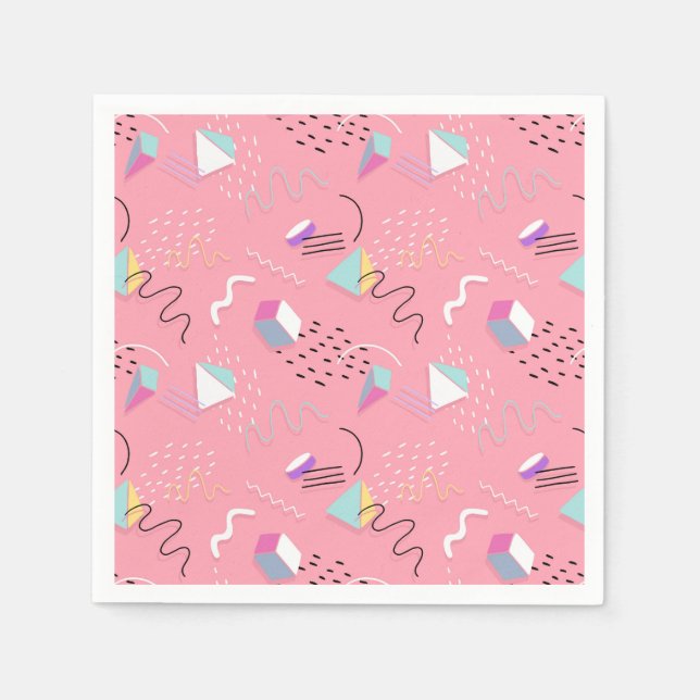 Servilleta De Papel Geometría y calamares de los años 90 (Anverso)